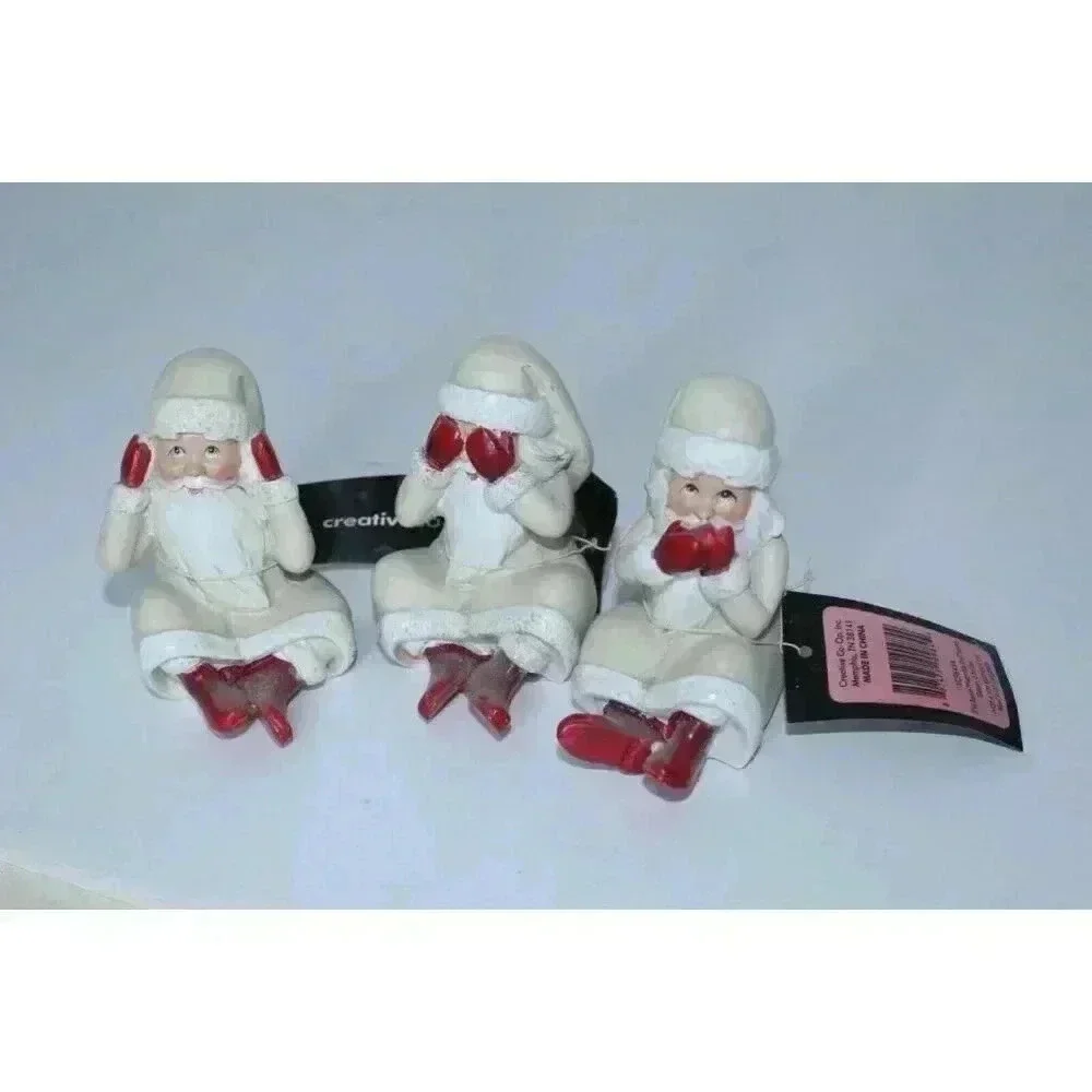 Creativeco-op Set of 3 Vintage Santas, Whimsical,‎ Farmhouse BOHO Decor 3 